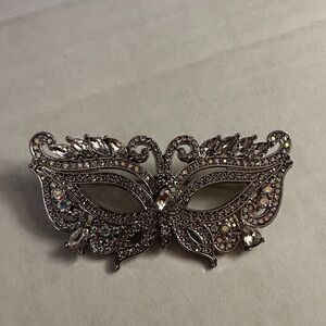 Elegant Rhinestone Mask Brooch